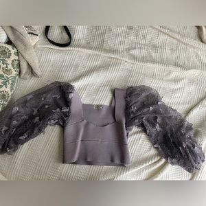 Free People Butterfly Stretch Mesh Top Cropped